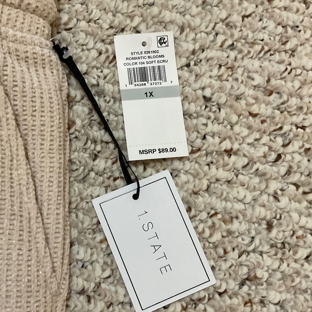 1.STATE Plus Tassel Tie Pocketed Jogger Pants Off White Cream Size 1X NWT - Picture 3 of 7